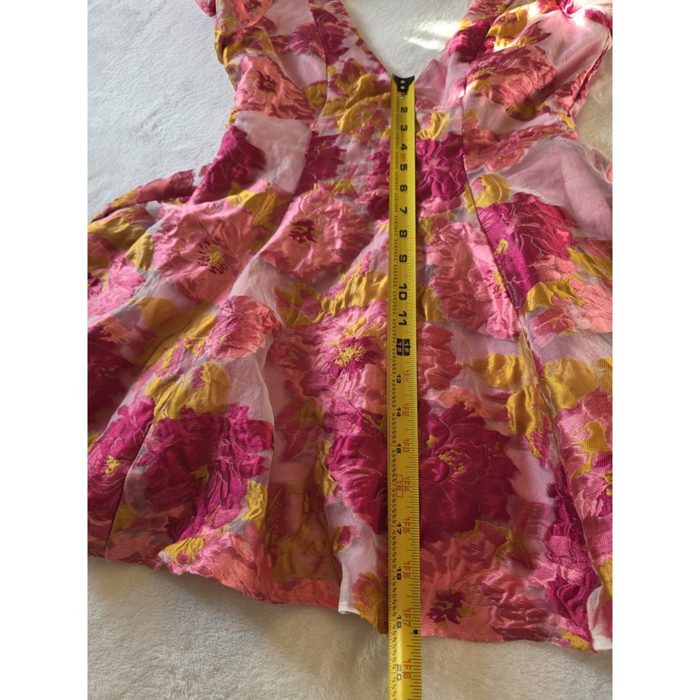 Barbie Core Coquette Showpo Floral Organza Fit Flare Plunge Mini Dress Pink US 4 - Picture 9 of 16